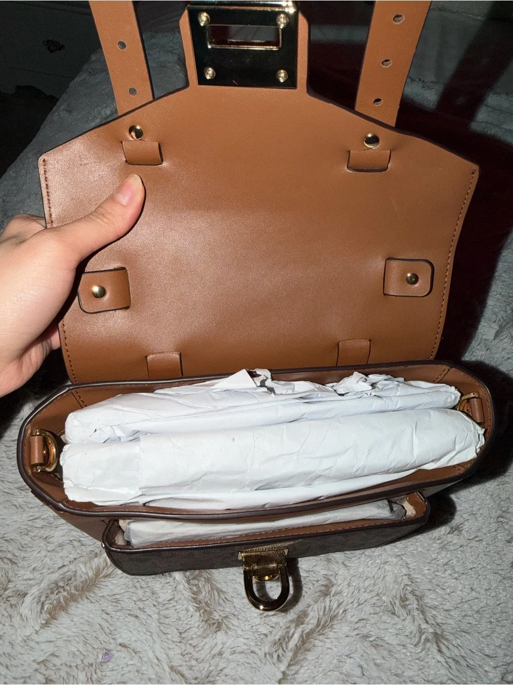 Michael Kors Brown/Tan Logo Top-Handle Satchel